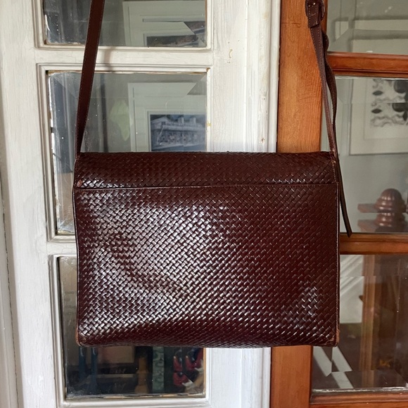 Vintage Dark Brown Woven Leather Purse - Picture 3 of 13